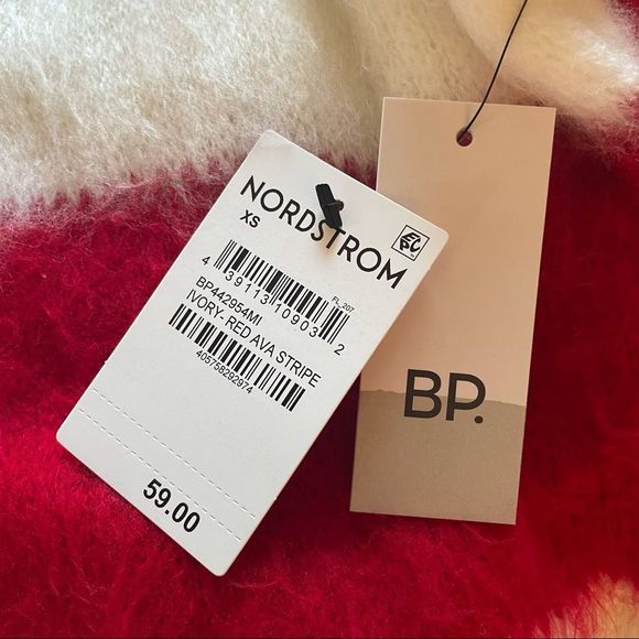 BP Red/Ivory Oversize Brushed Pullover Sweater - Picture 5 of 6